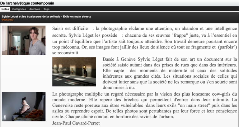 Sylvie Léget - Sylvie Léget et les épaisseurs de la solitude - Exile on main streets